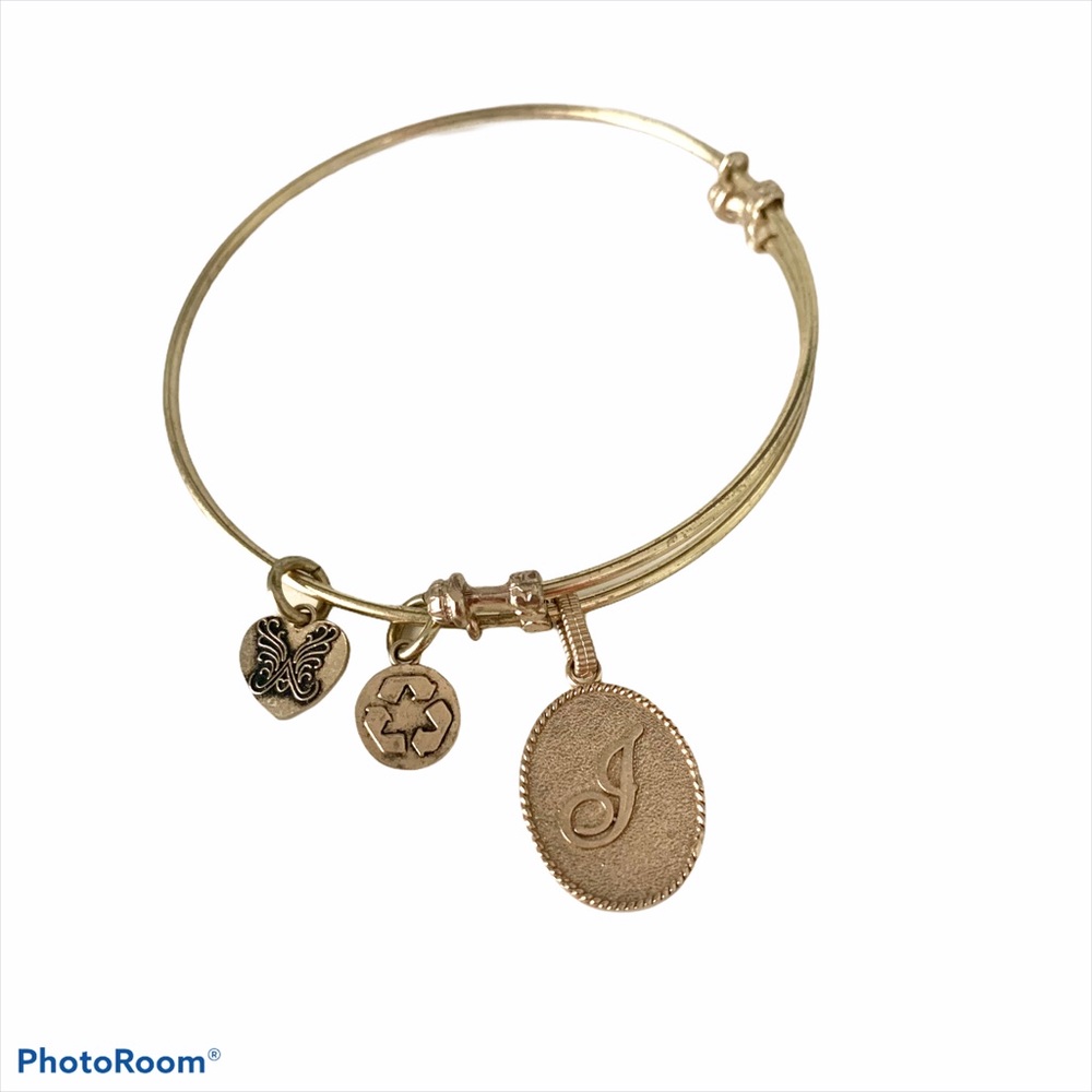 Angelica Expandable Gold Charm Bracelet Initial J